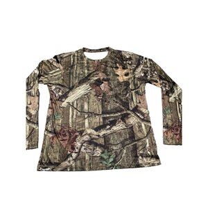 Mossy Oak Break-Up Infinity Shirt Men Large Brown Camo Long Sleeve Hunting Y2K